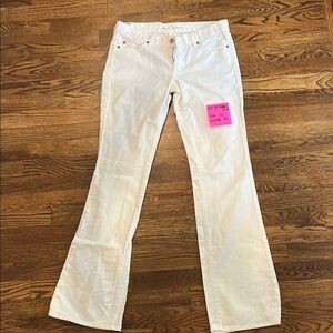 7 For All Mankind Cream Flare Wide Leg Jeans